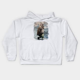 Owl - bird of prey, stunning art of Luna Smith Kids Hoodie